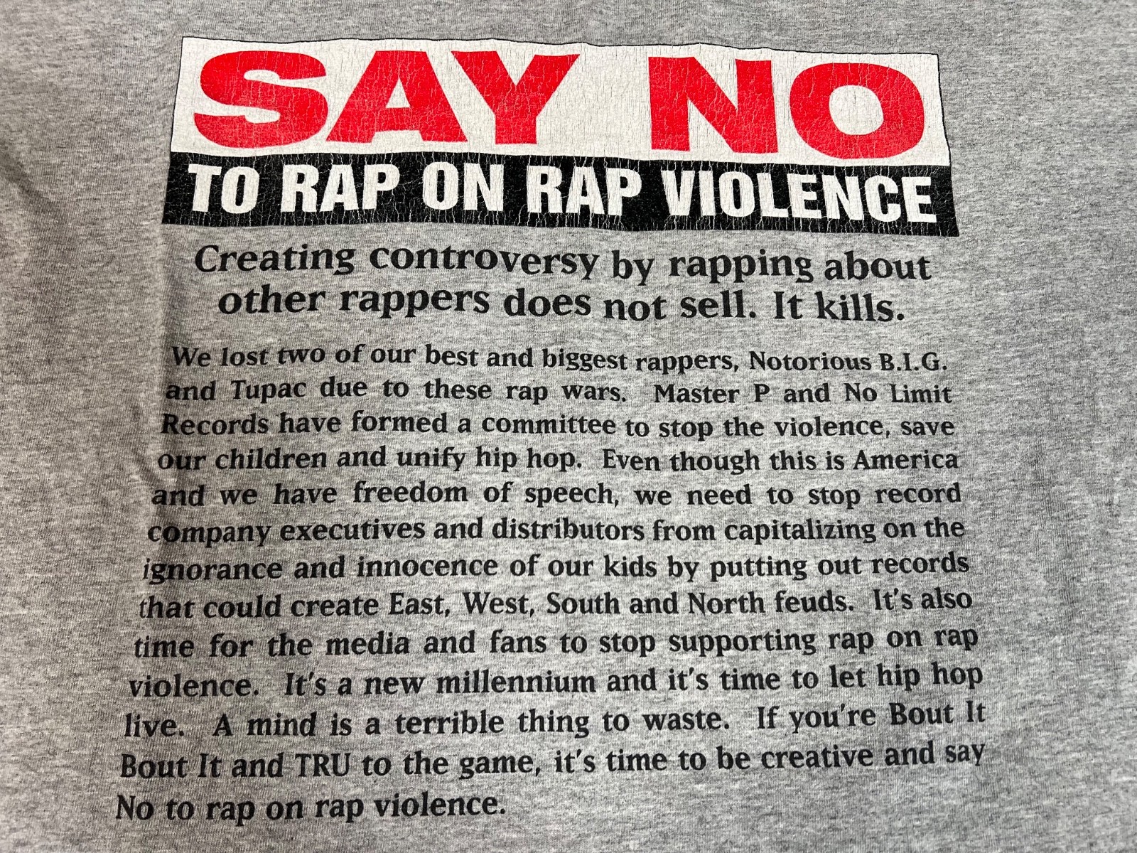 Vintage Y2K No Limit Records "Stop the Violence" Rap Beef Tee Hip Hop Shirt gallery