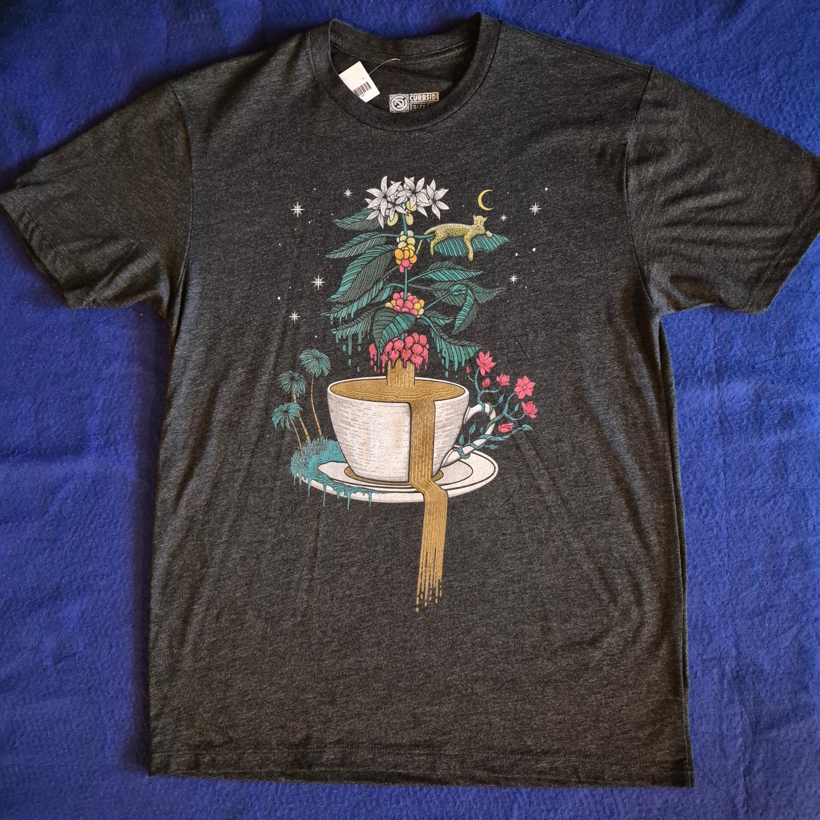 NEW - MEDIUM - Curbside Clothing Coffee Plant - Black Heather Tee Shirt gallery