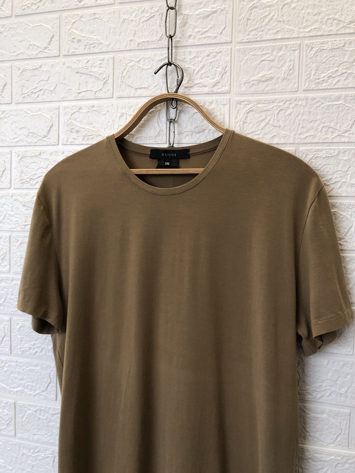 GUCCI Men's Luxury T-Shirt Brown Cotton Stretch Made in Italy Size XXL gallery