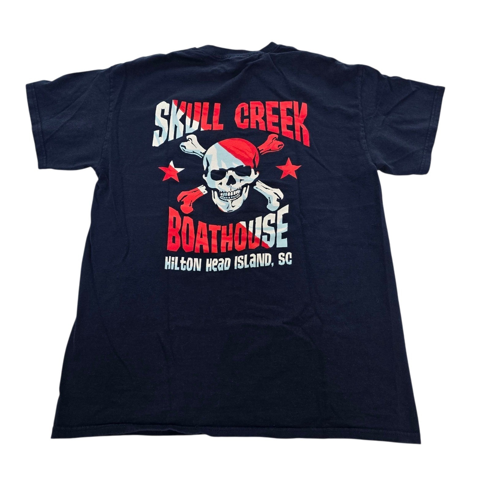 Skull Creek Boathouse T-Shirt Hilton Head SC Dive Flag Graphic Gildan M gallery