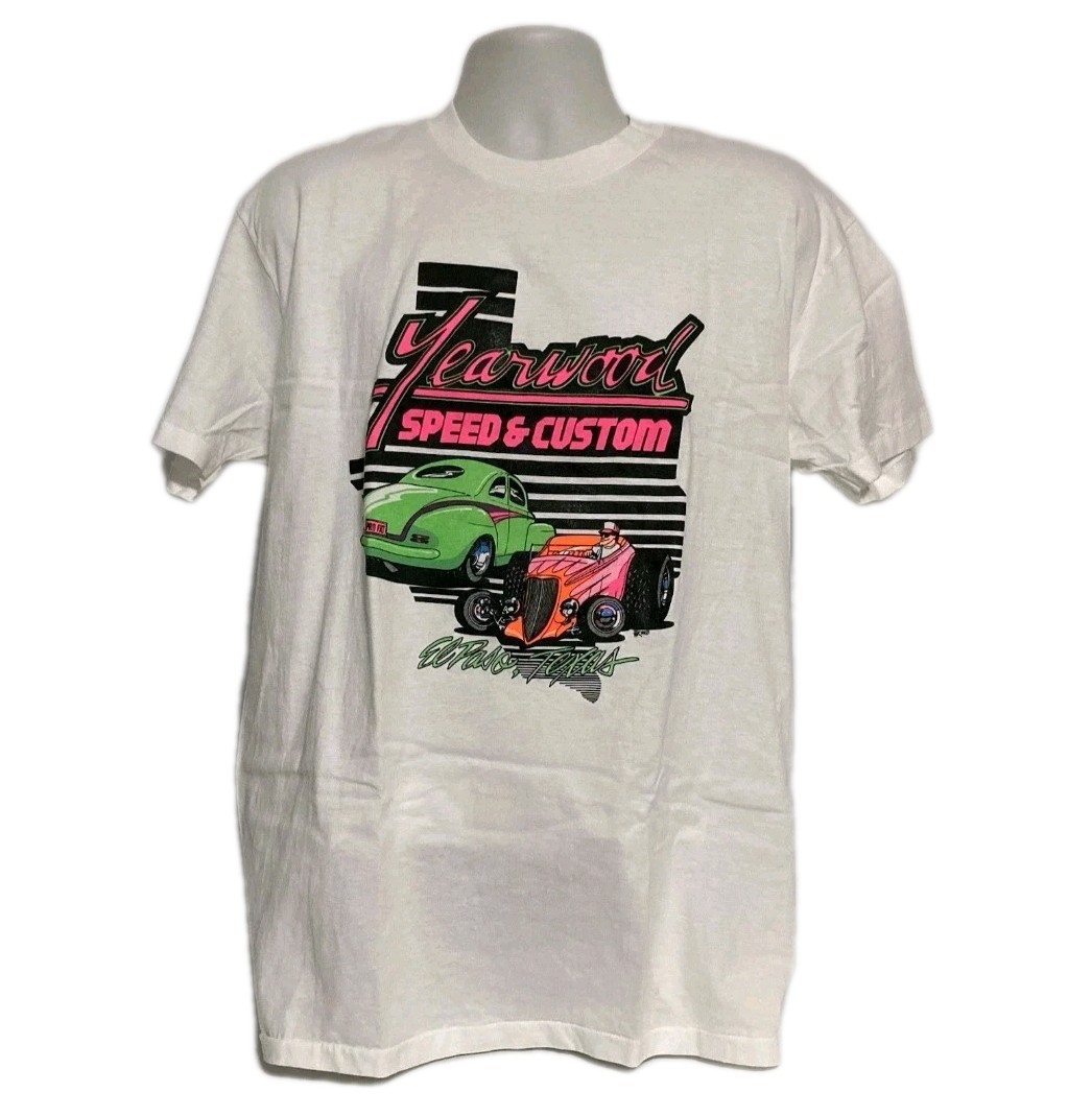 Vintage 1980s Yearwood Speed & Custom Hot Rod Car Men's XL T-Shirt El Paso Texas gallery