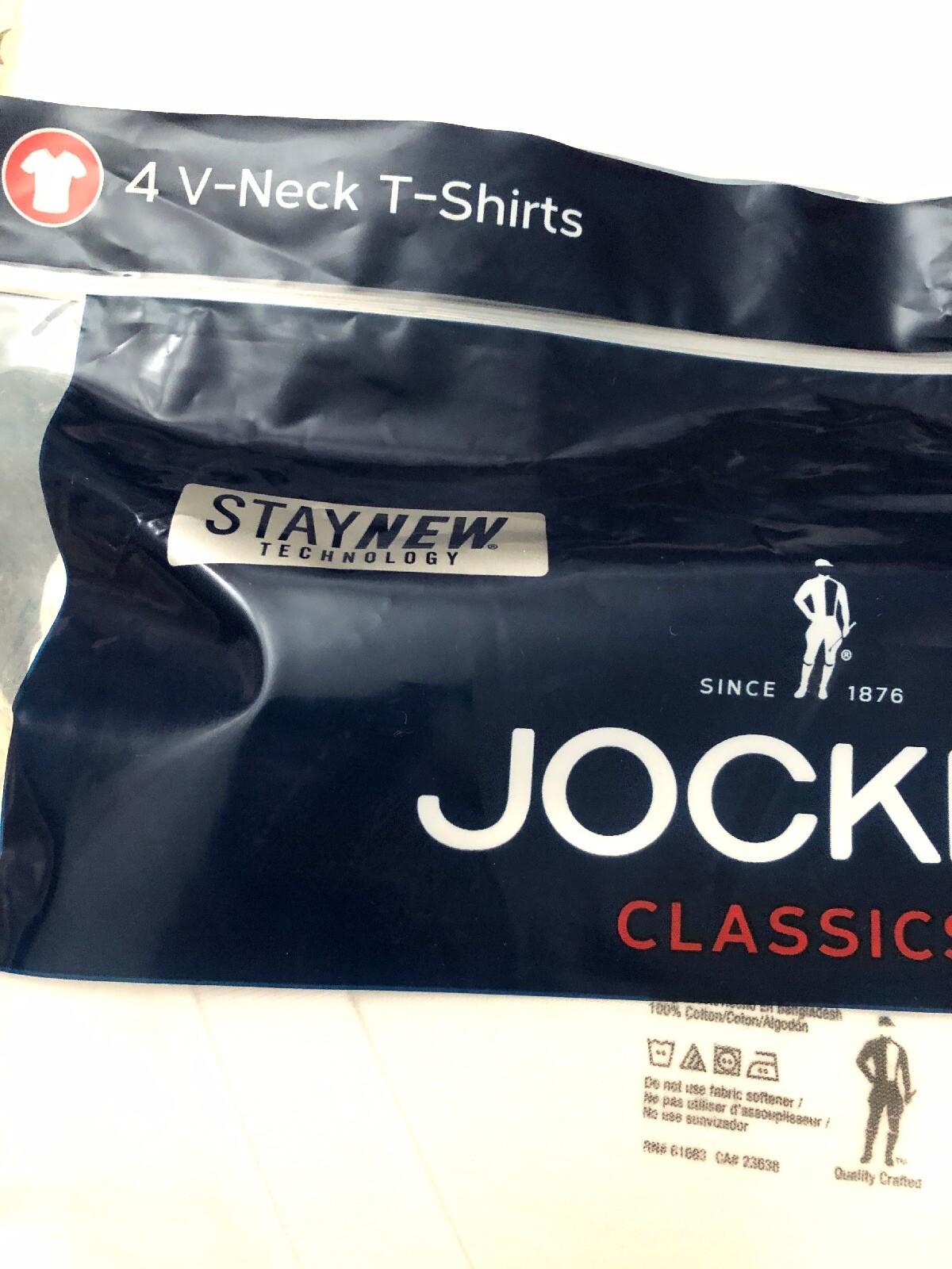 2X 4 PACK Jockey Men's V Neck T-shirts Size SMALL 34 in - 36 in White Tag Free gallery