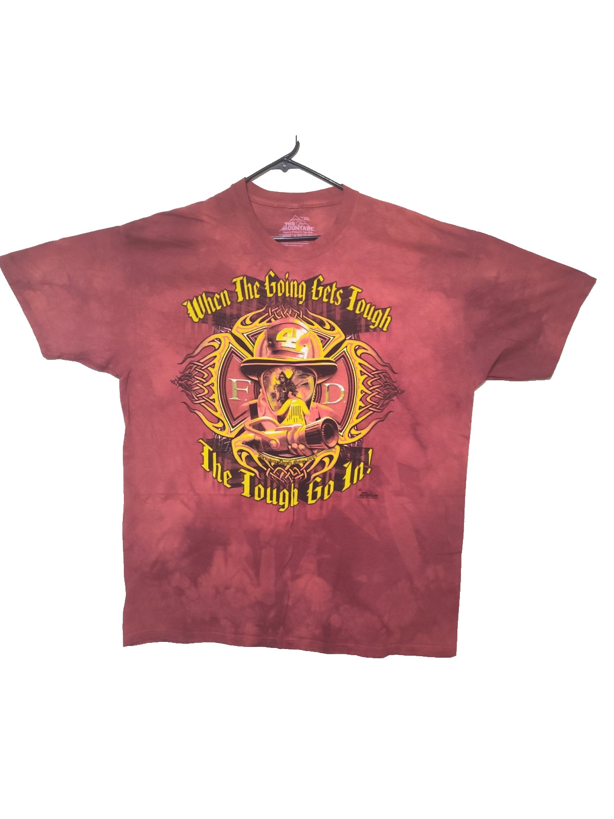 The Mountain TShirt Men's Red Grim Reaper Firefighter 2XL Retired Logo #710 NWOT gallery