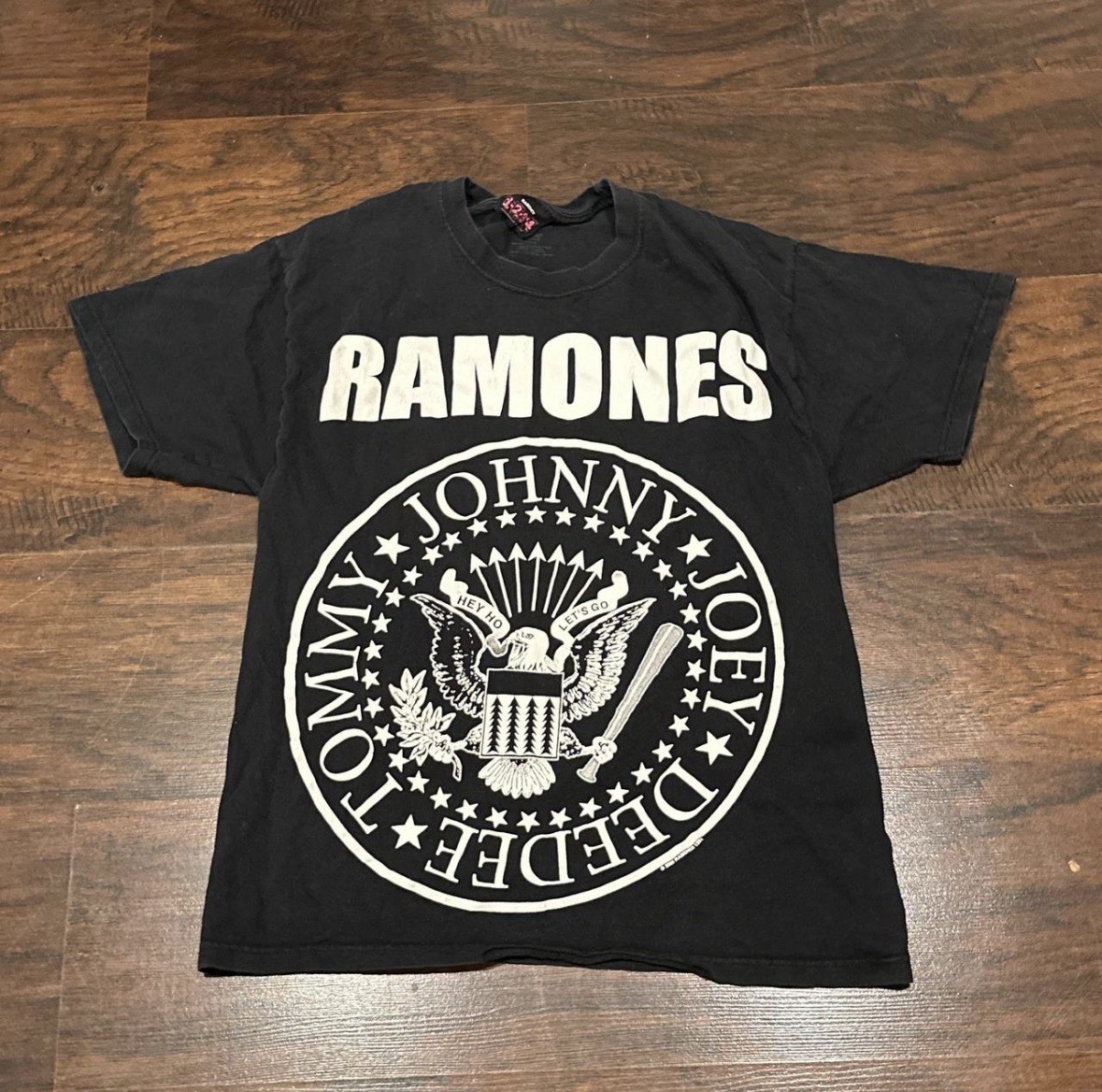 Ramones Band Logo Graphic Print Black Cotton T-Shirt 1-2-3-4 Short Sleeve