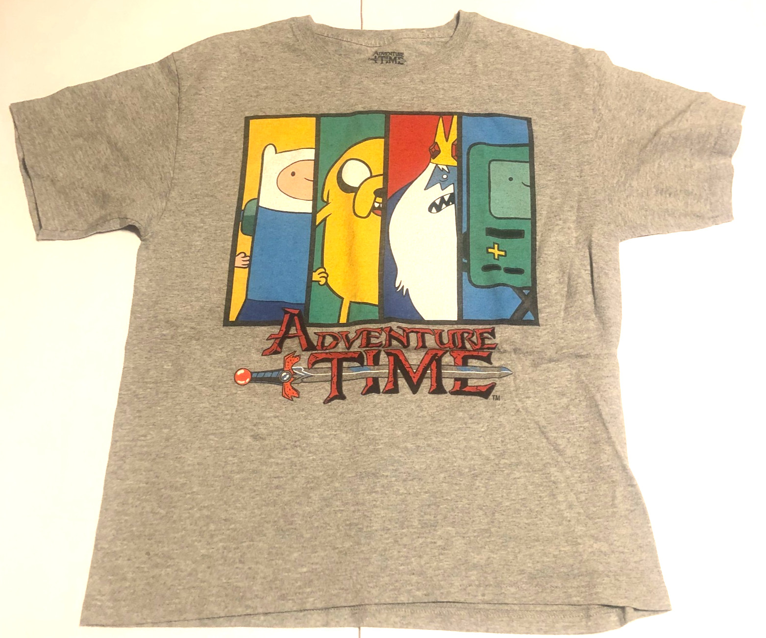 Adventure Time T-Shirt XXL 80/20 Children Finn Jake Ice King BMO Gray Tv cartoon gallery