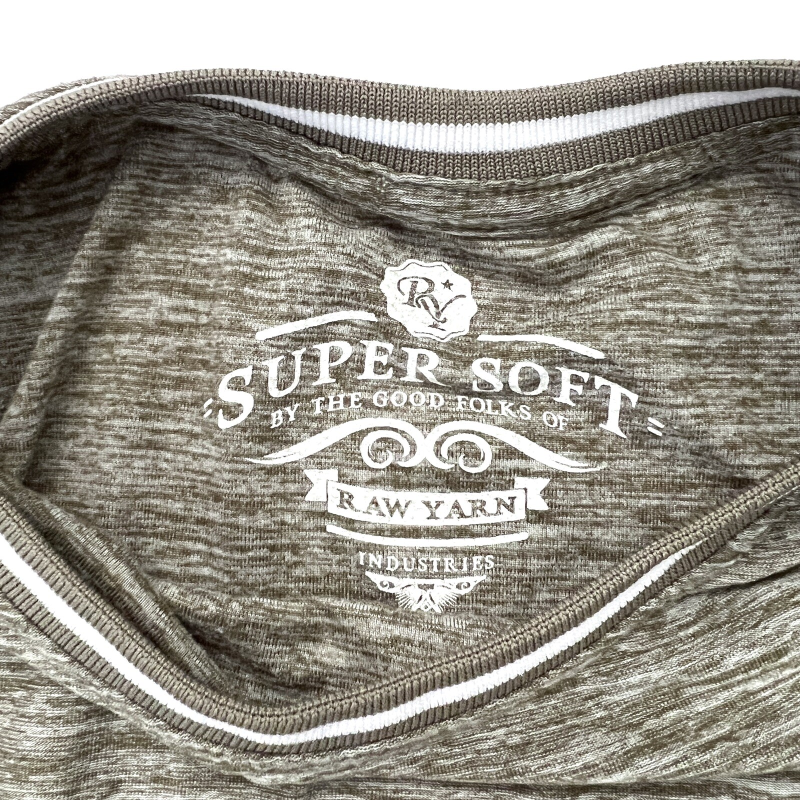 Raw Yarn Industries Size M Heathered Long Sleeved Top Olive Green Crew Neck gallery