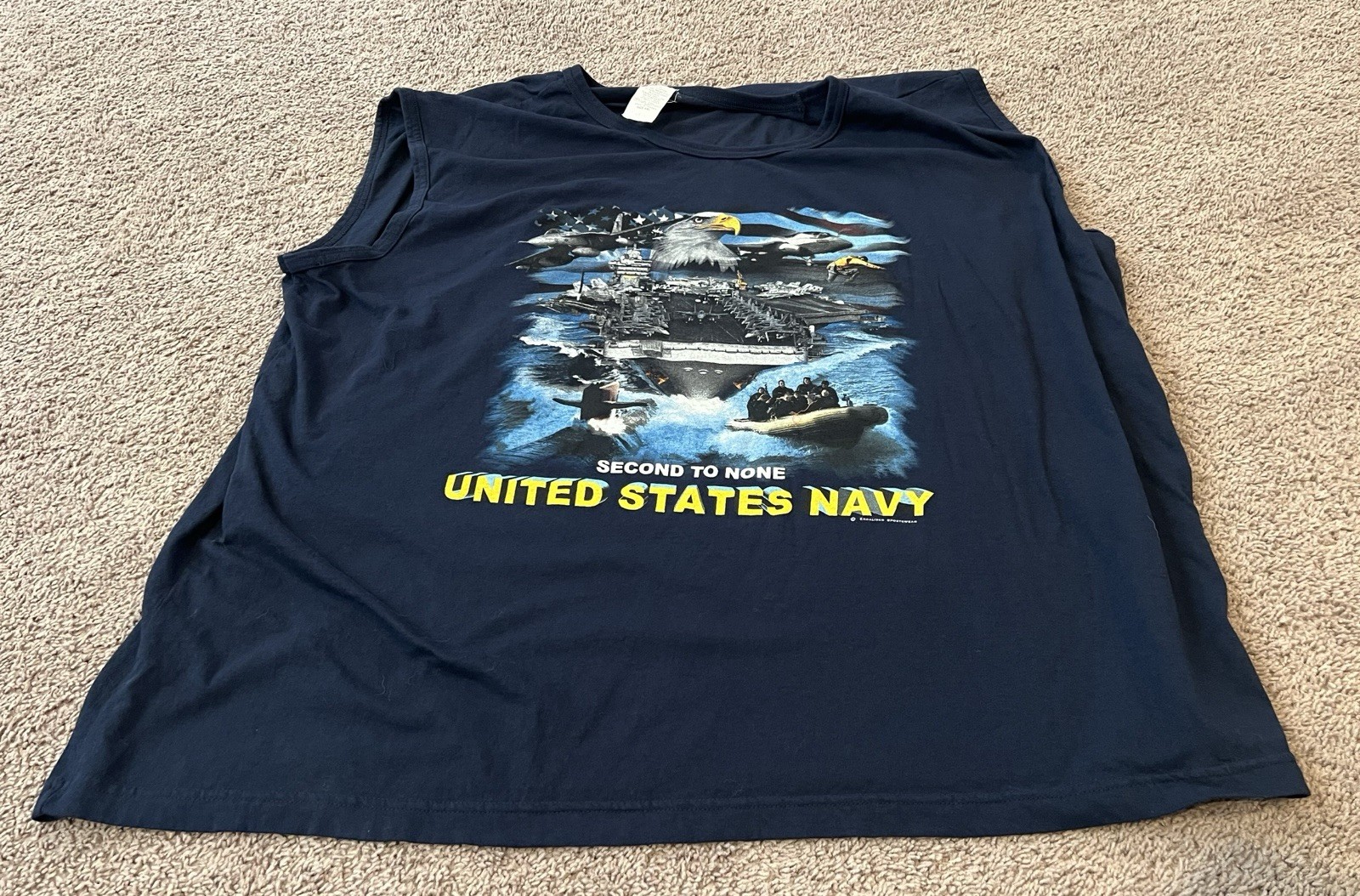 US Navy Second To None Blue Sleeveless Shirt Men’s 6XL Military Combat gallery