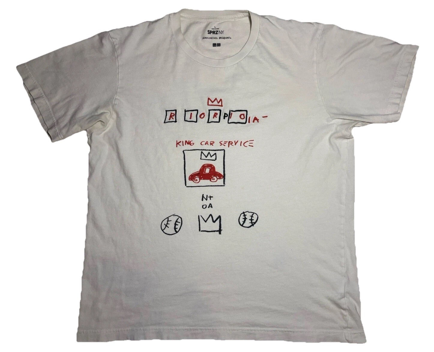 SPRZ NY x Jean-Michel Basquiat King Car Service Tee T Shirt Mens L White