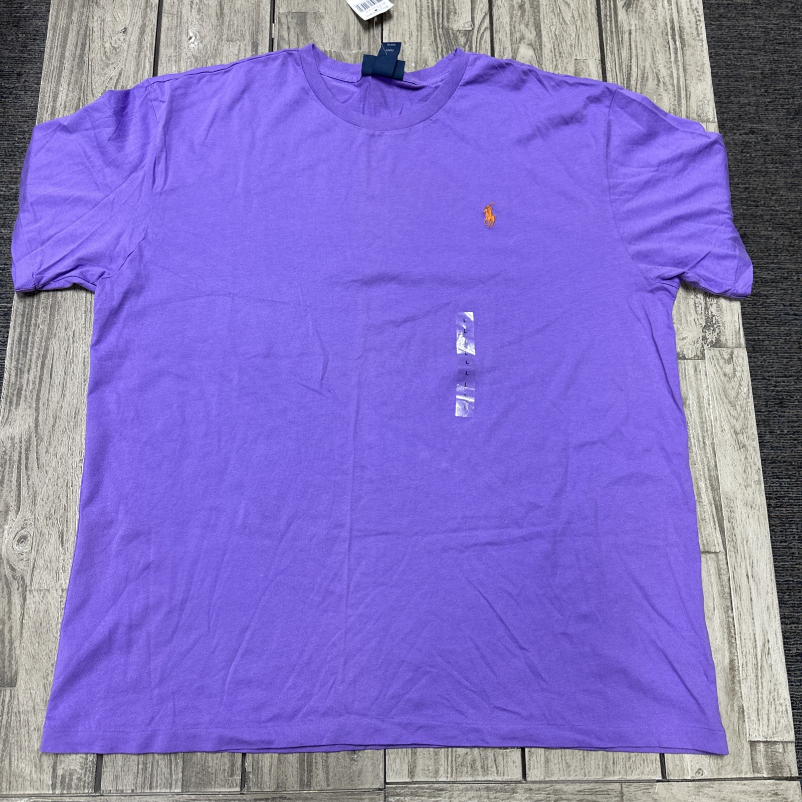 NWT VTG Polo Ralph Lauren Crew Neck Tee L Purple Single Stitch Logo Embroidered