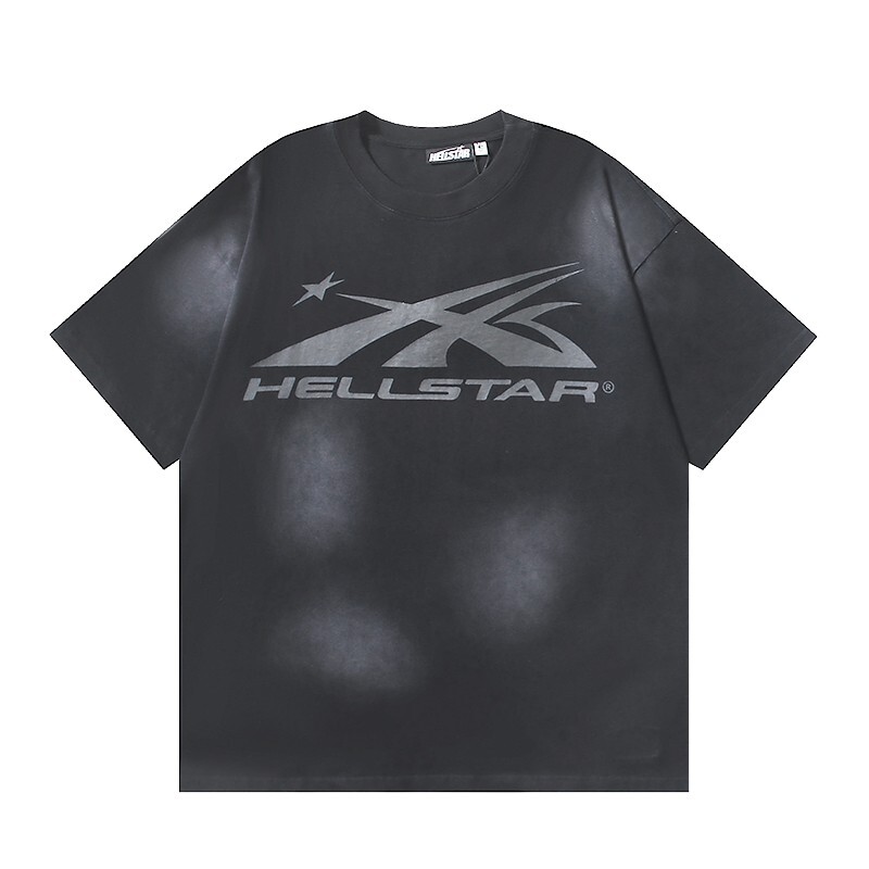 Men's Hell star Classic Big Logo Water Printed Short sleeved T-shirt 2 Black gallery