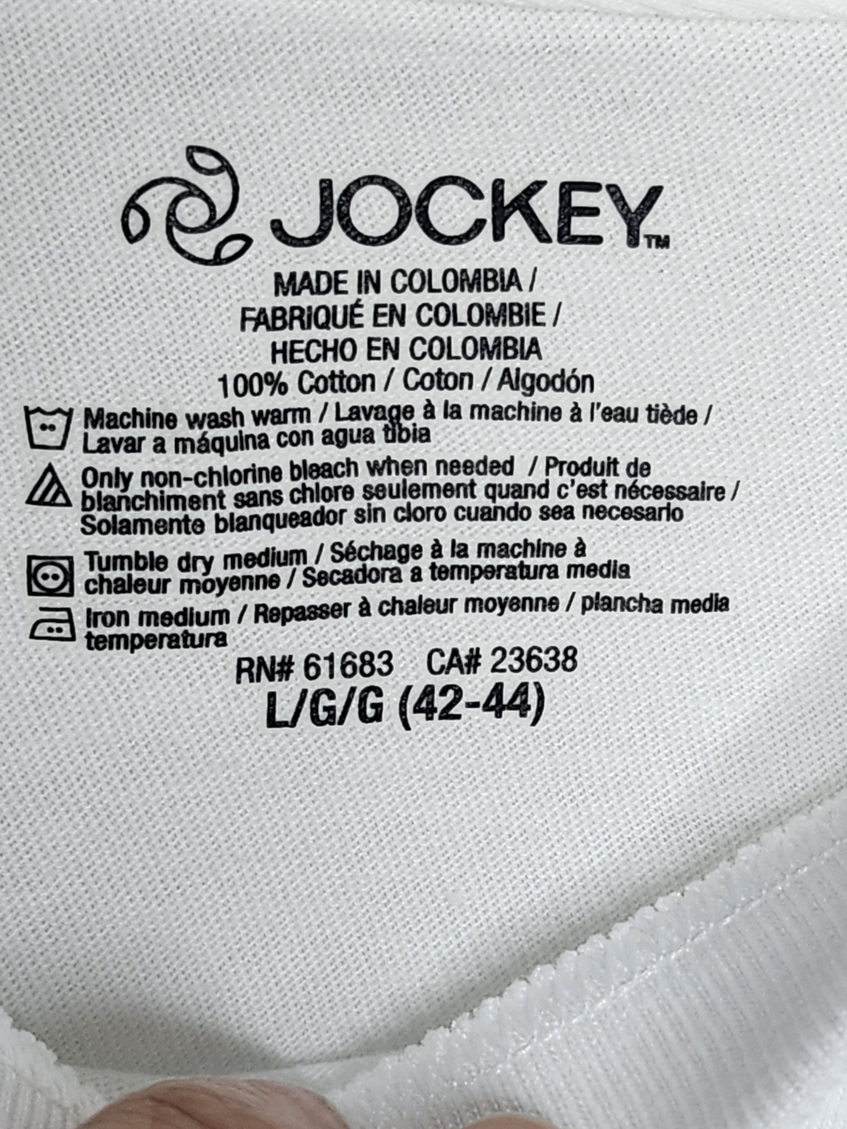 Vintage Jockey Plain White Tee Shirt Men Large Single Stitch set of 2 gallery