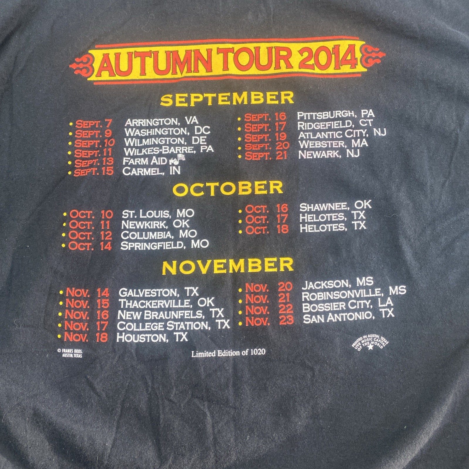 Willie Nelson Shirt Sz XL Mens Trigger In Concert Country Autumn Tour 2015 Black gallery