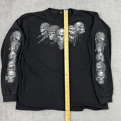 Hot Leathers Skull Skeleton Graphic T-Shirt Mens XL Black Grunge Punk Y2K Style
