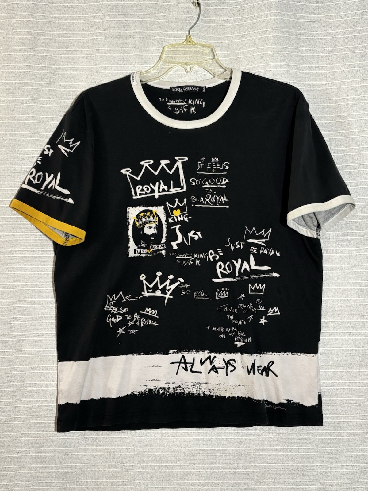 Dolce & Gabbana King Crown T-Shirt Black IT 54 Authentic Made In Italy Slim M/L gallery