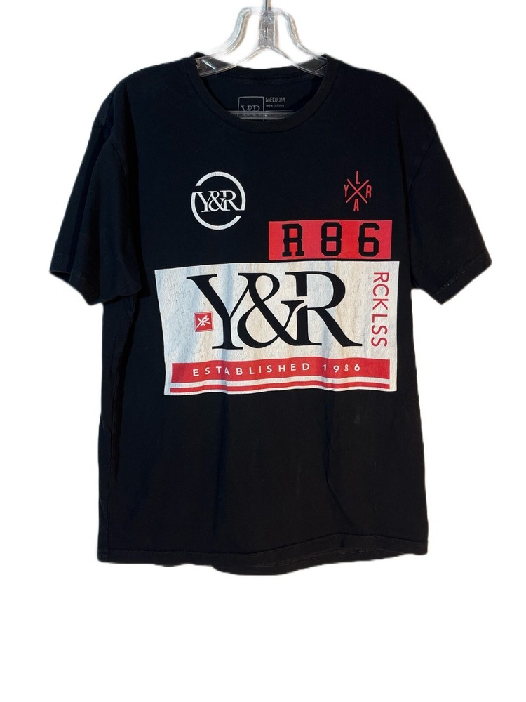 Young & Reckless T-Shirt Mens Medium Black Short Sleeve Crew Neck Made USA