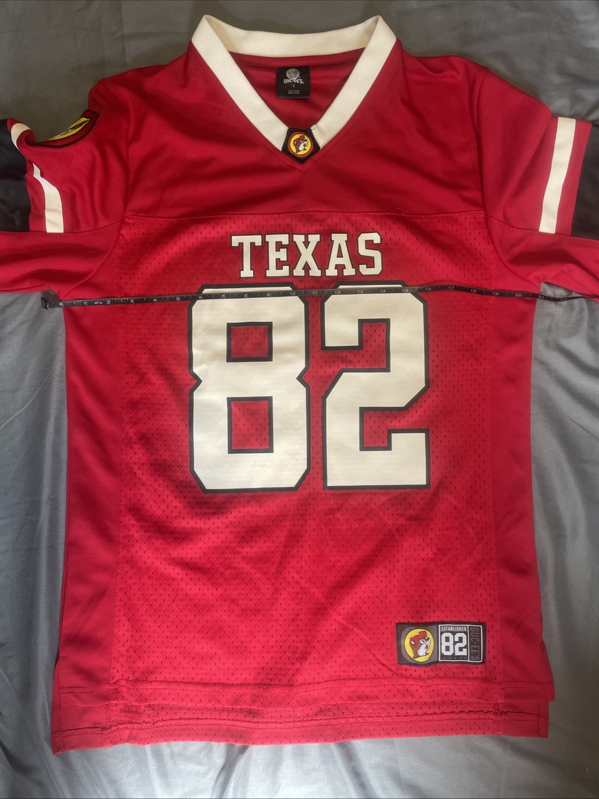 Buc-ees Football Texas #82 Beaver Small Slight-Oversize Fit Red Jersey gallery