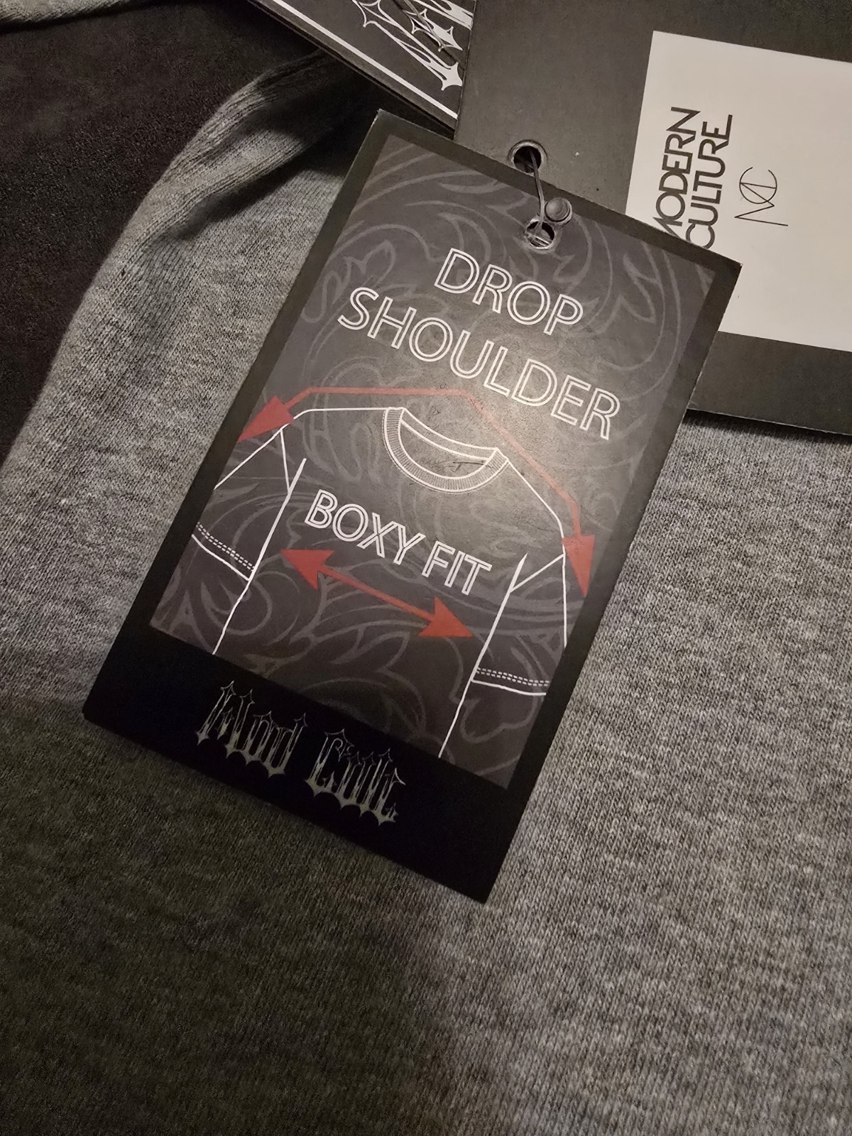 $58...Mod Cult Embellished size XL Drop Shoulder T-shirt Heather Grey. gallery