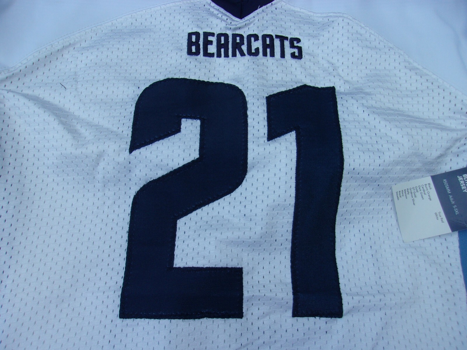 NWOT Russell game cut football jersey, nylon blend, mens L, Bearcats, Jones, #21 gallery
