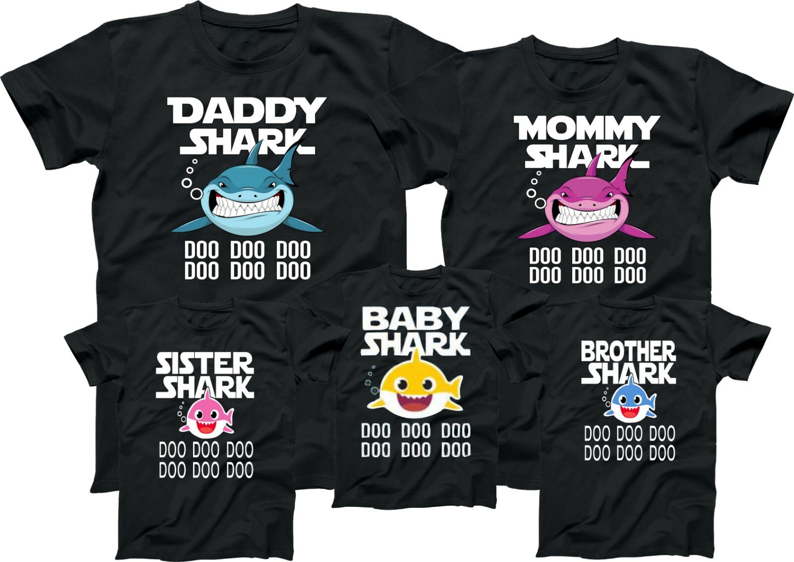 Baby Shark Mommy Shark Daddy Shark TSHIRT Family Member Tee Shirt