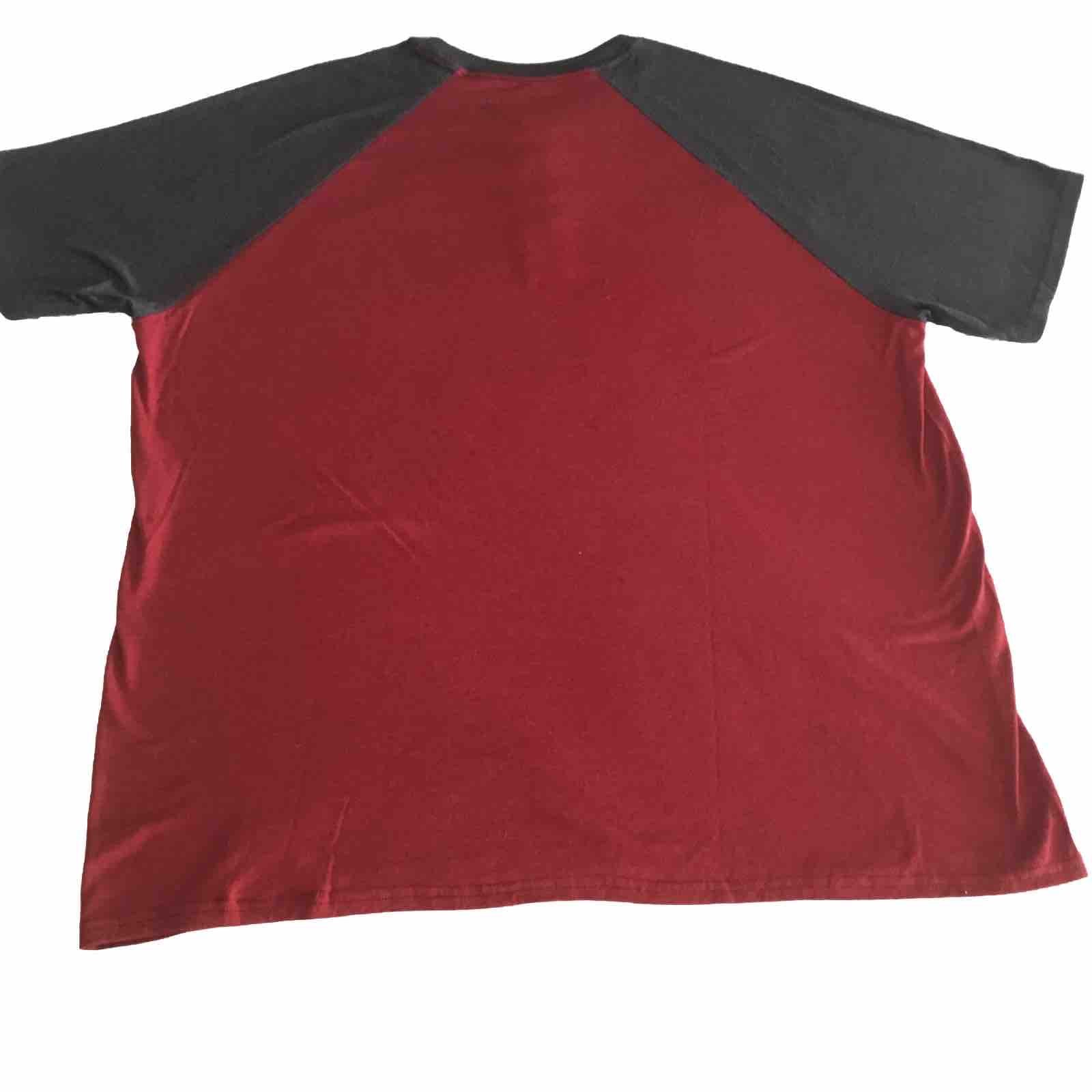 Hanes ComfortBlend Short Sleeve Red Henley Gray Raglan Tee Big Men 2XL gallery