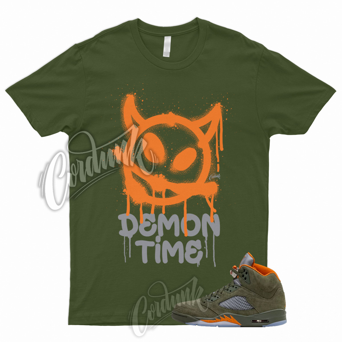 5 Olive Army Solar Orange Black Retro Green Sequoia Shirt to Match DTIME Jordan
