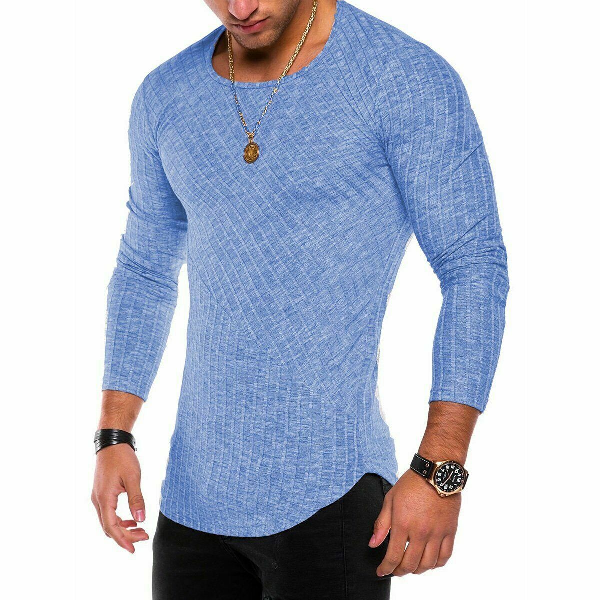 Men Shaper Workout Training Muscle Fitness Activewear Long Sleeve Tee Shirt gallery