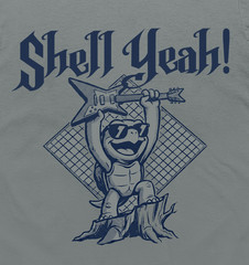 Shell Yeah Turtle pet Rock & Roll grunge college T-Shirt Funny Guitar Music Tee