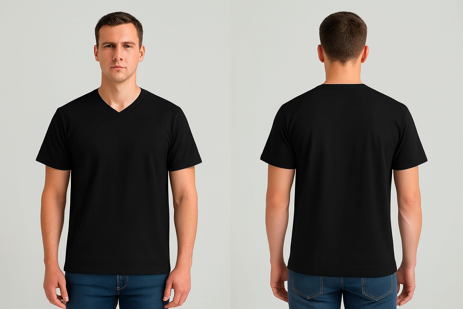 A1 Men's Black V-Neck T-Shirts| Black |multipack | Soft Cotton | Size 3X- Large gallery