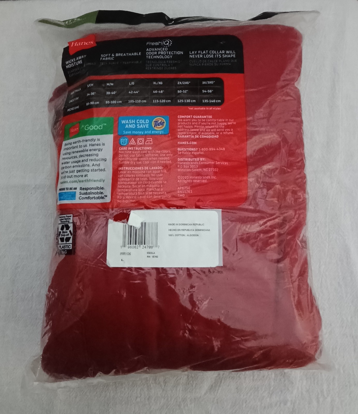 HANES 6 TAGLESS POCKET TS SOFT & BREATHABLE COOL COMFORT SIZE L NEW SEALED gallery