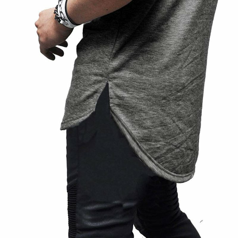 Men's Cotton Short Sleeve Zipper T Shirt Hip Hop Solid Hipster Streetwear Tshirt gallery