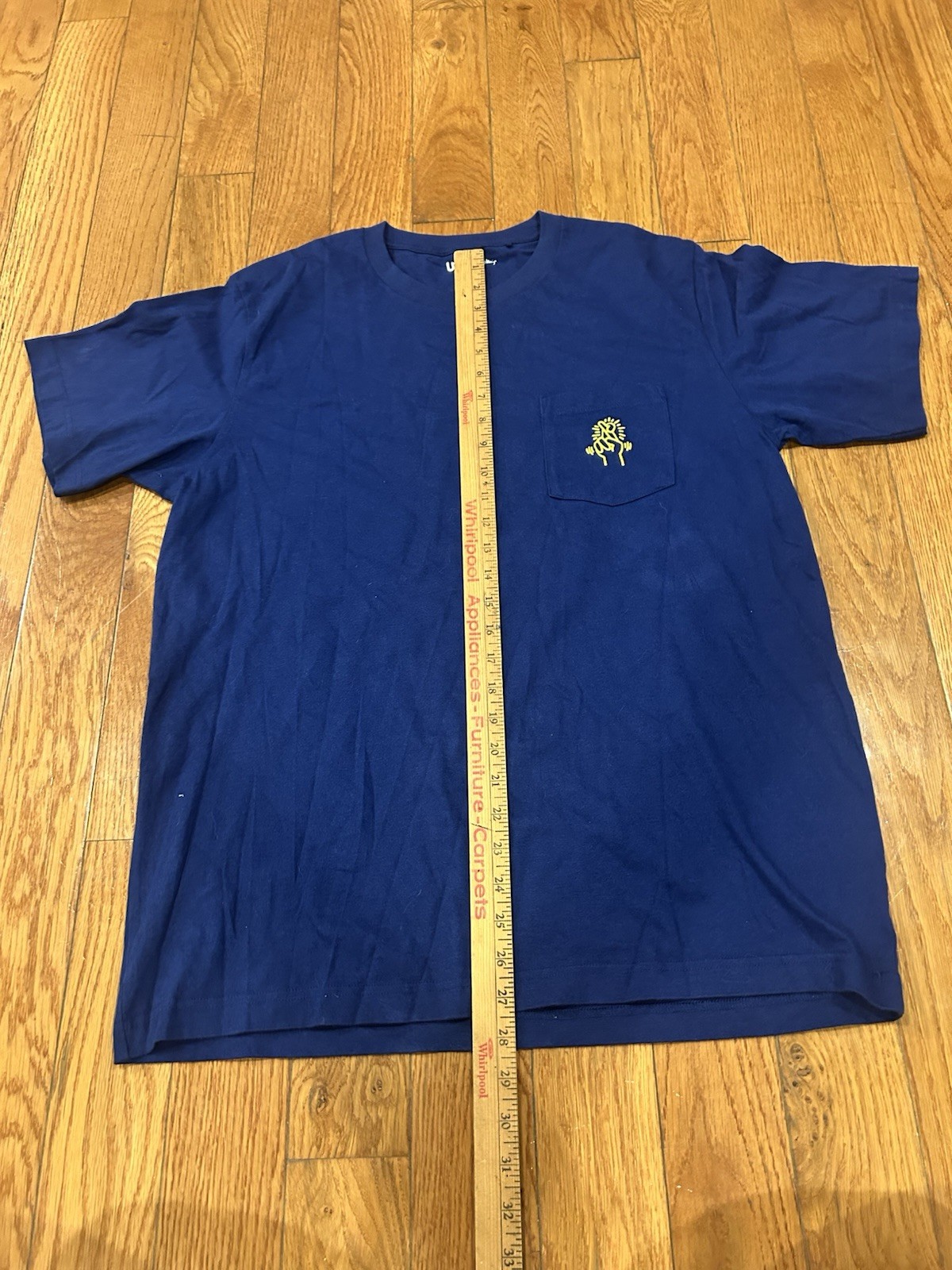 Keith Haring Uniqlo UT Shirt Large L Blue Pop Art Pocket Graphic Short Sleeve gallery