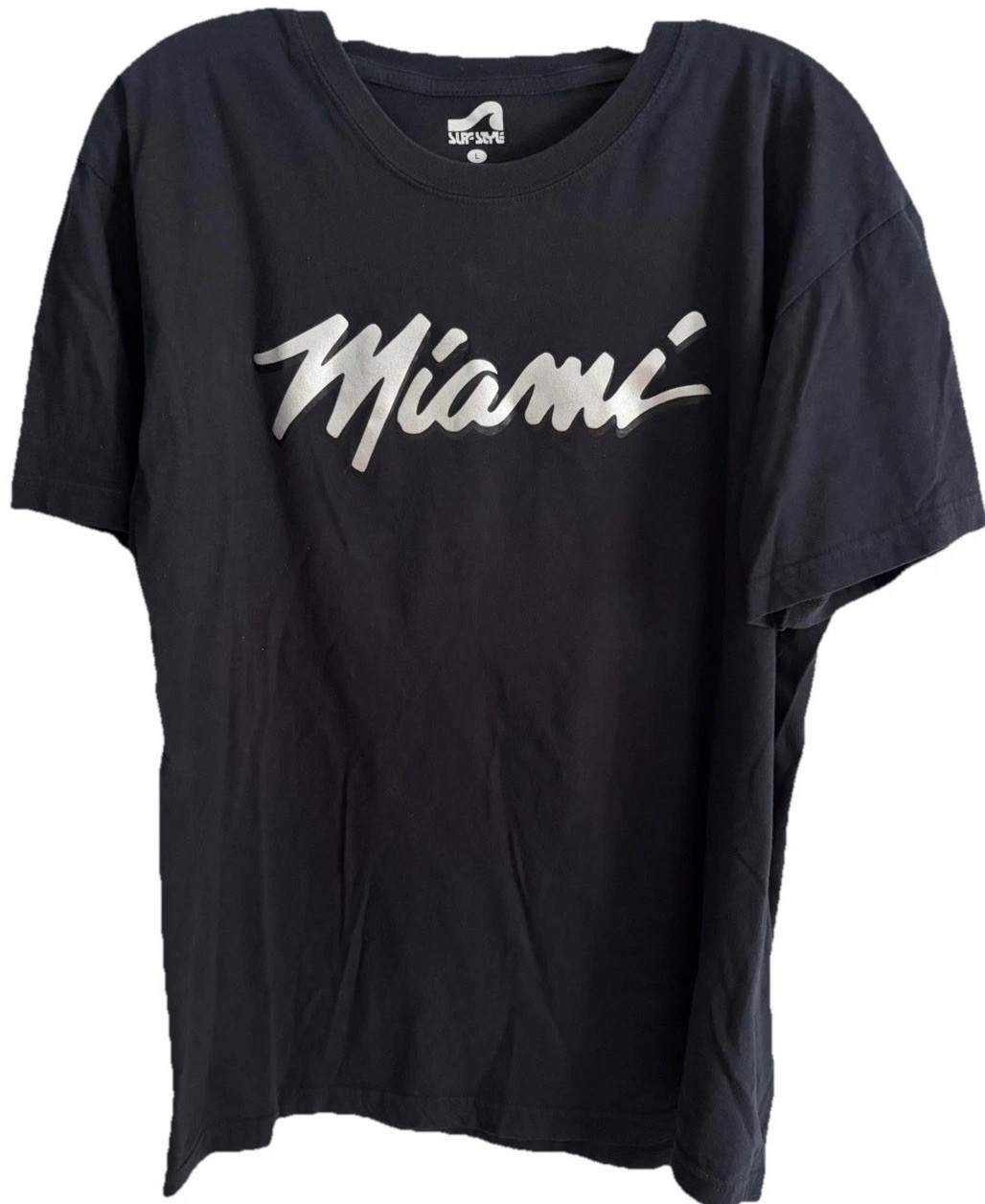 Surf Style T-shirt , Black ,Miami, Size Large