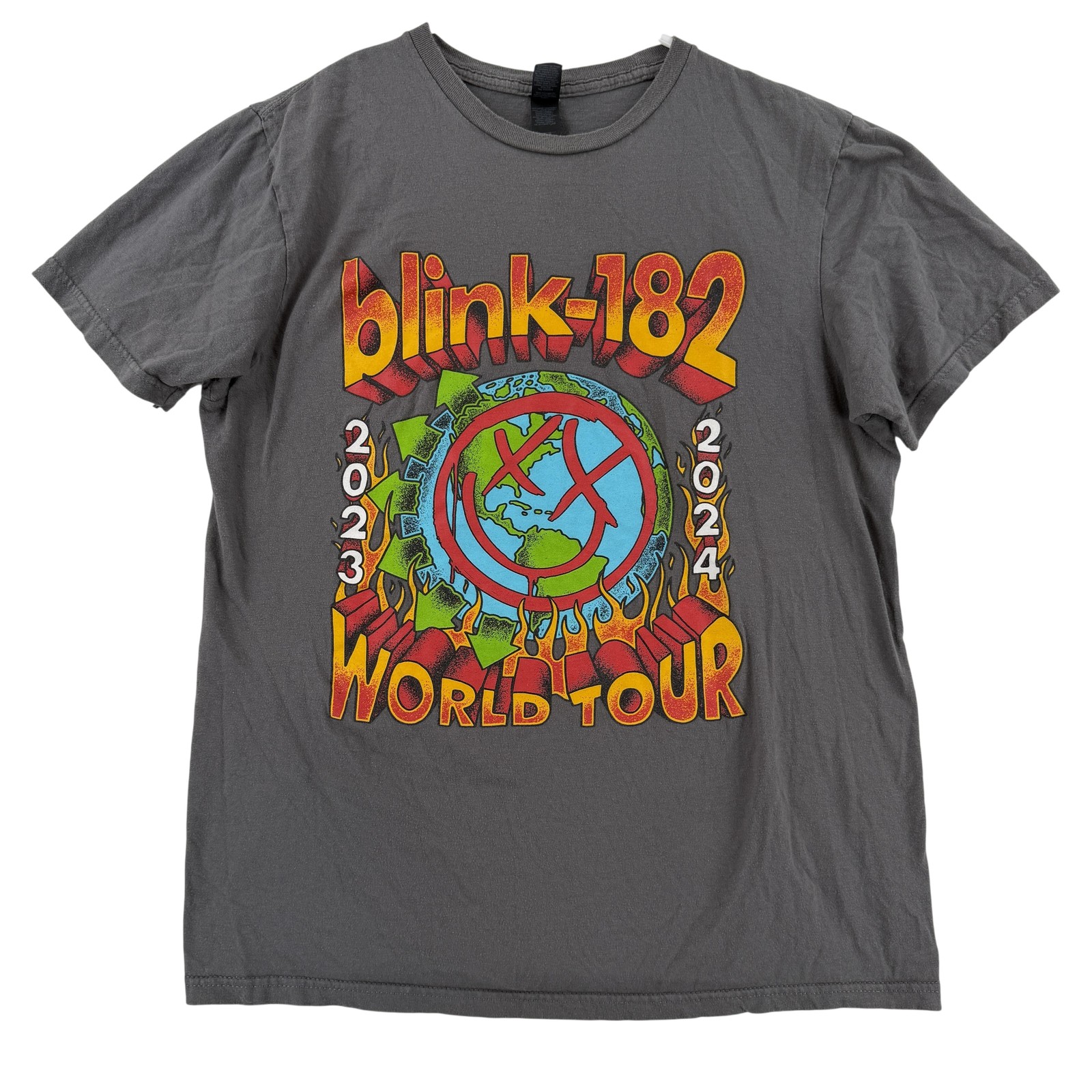 Blink-182 Shirt Mens Medium Gray 2023 2024 World Tour Graphic Tee T-Shirt Gildan