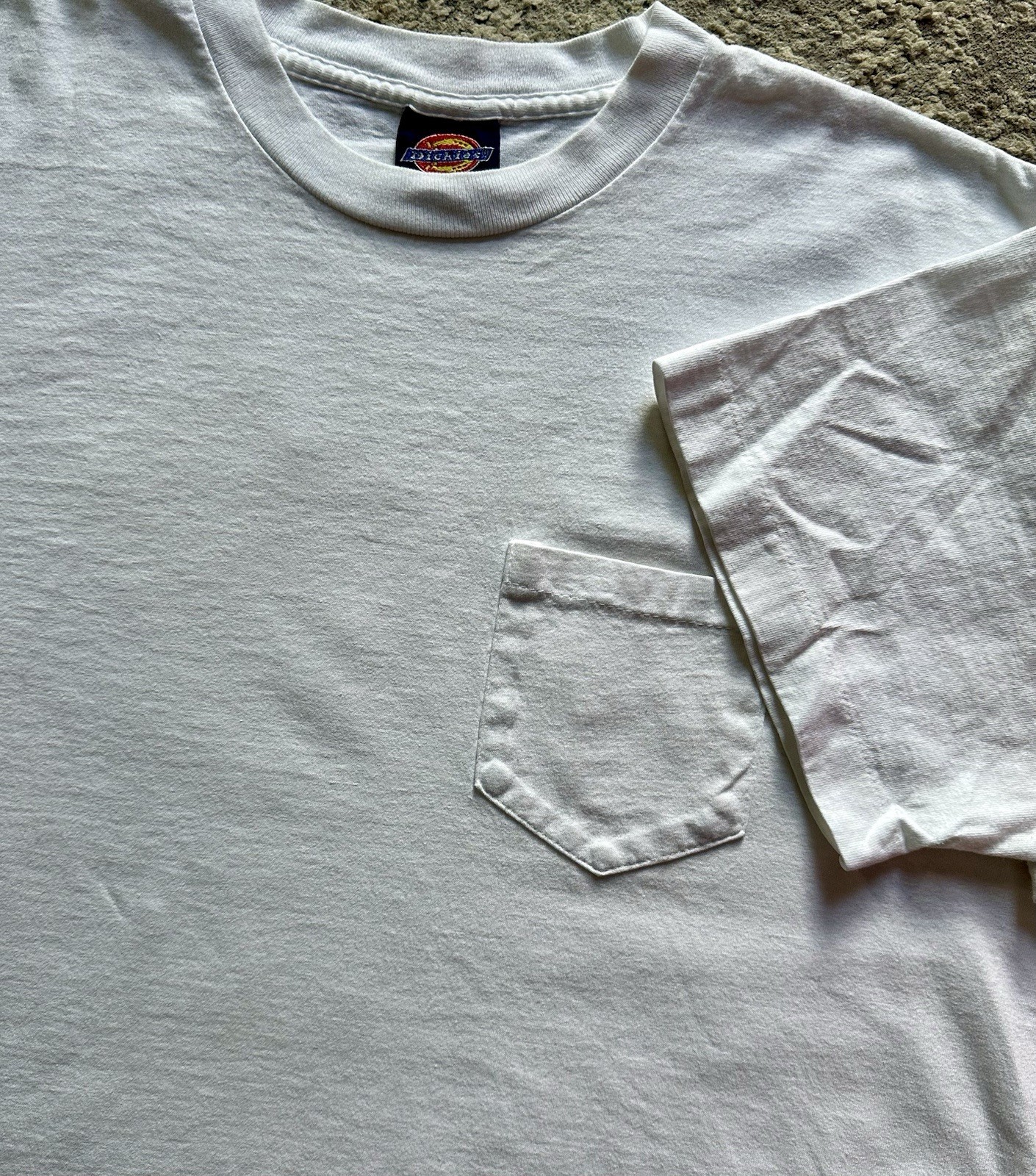 Vintage 90s Dickies White Pocket T-shirt Sz XL Made In USA