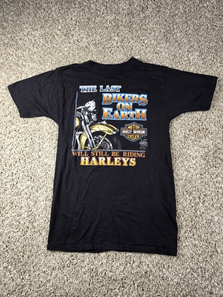 Vintage 80s 3D Emblem Harley Davidson Last Bikers On Earth T-Shirt M OKC