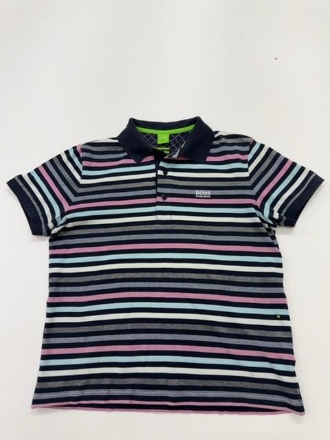 Hugo Boss Polo Shirt Boys Multicoloured Striped Size M Modern Fit Logo gallery