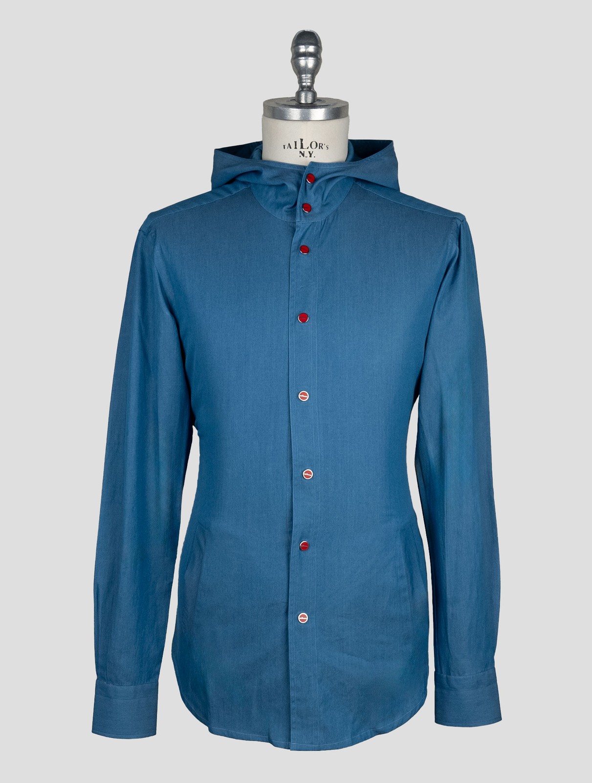 NEW KITON BLUE COTTON SHIRT MARIANO EU 56 – US 46 – 2XL KME35