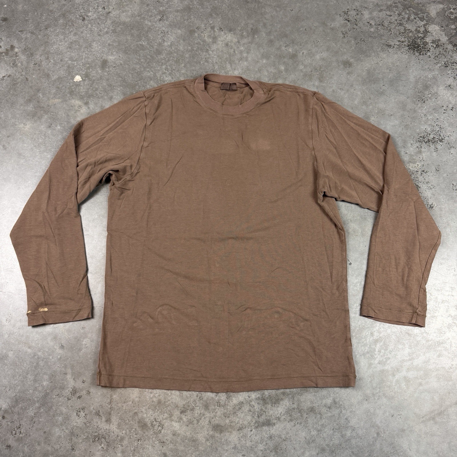 Skims T Shirt Mens Small Brown Long Sleeve Stretch Comfort Flaws