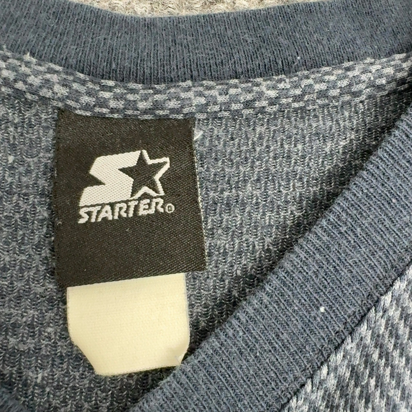 Vintage Starter T Shirt Mens XL Blue Textured Knit Embroidered Logo Sportswear gallery