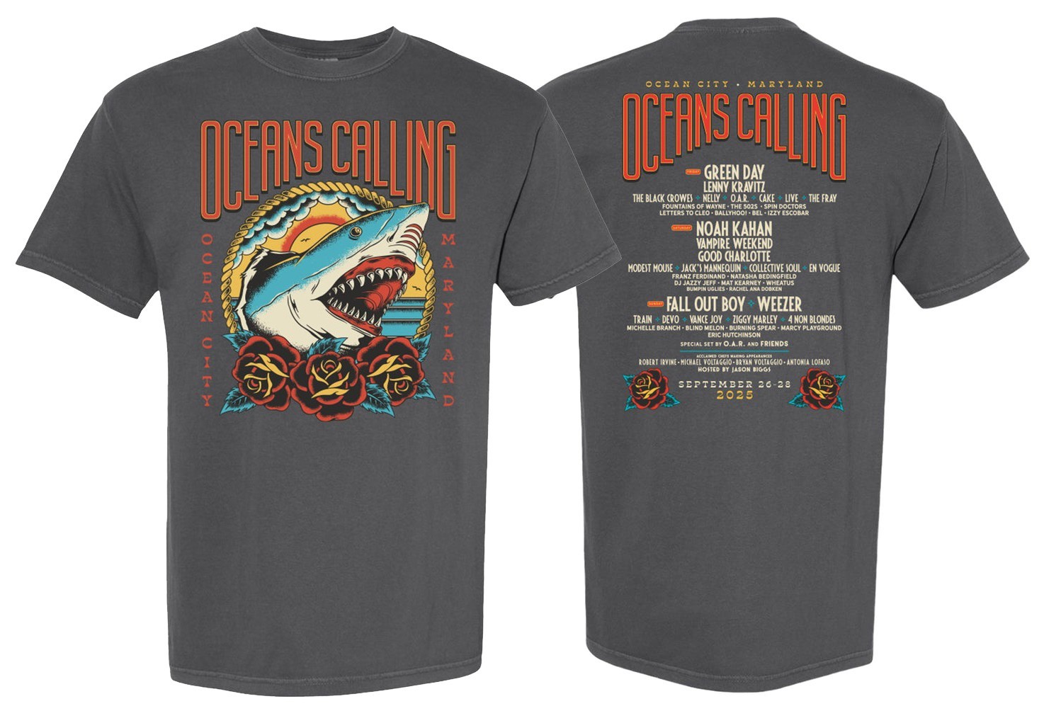 Oceans Calling Festival Shark Lineup In Ocean City Maryland On Sep 2025 Shirt