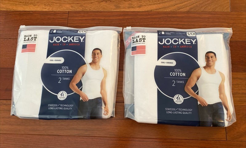 4 Pack Jockey Men’s 100% Cotton Tanks Made in America Size Small New