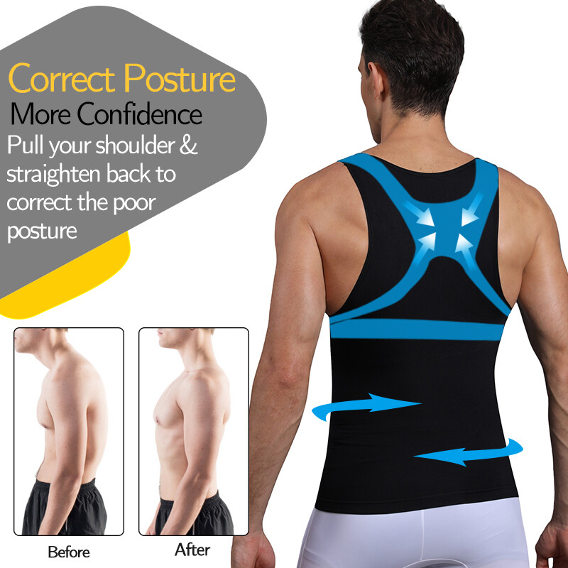 Mens Belly Compression Vest T Shirt Slimming Body Shaper Shapewear Tank Top DLGM gallery