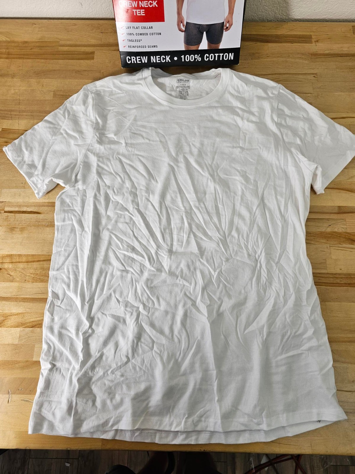 L / LARGE - WHITE - 6 PACK - Kirkland Signature Men's Cotton Crew Neck T-Shirts gallery