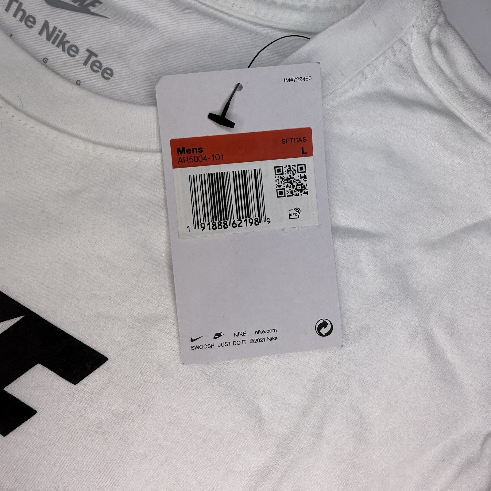 Nike Men’s T-Shirt Large White Black Logo Short Sleeve Crew Neck Casual Tee NWT gallery