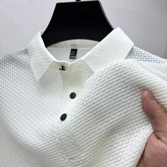 Summer New Men’s Lop-up Hollow Short-sleeved Polo Tee Shirt Ice Silk Breathable