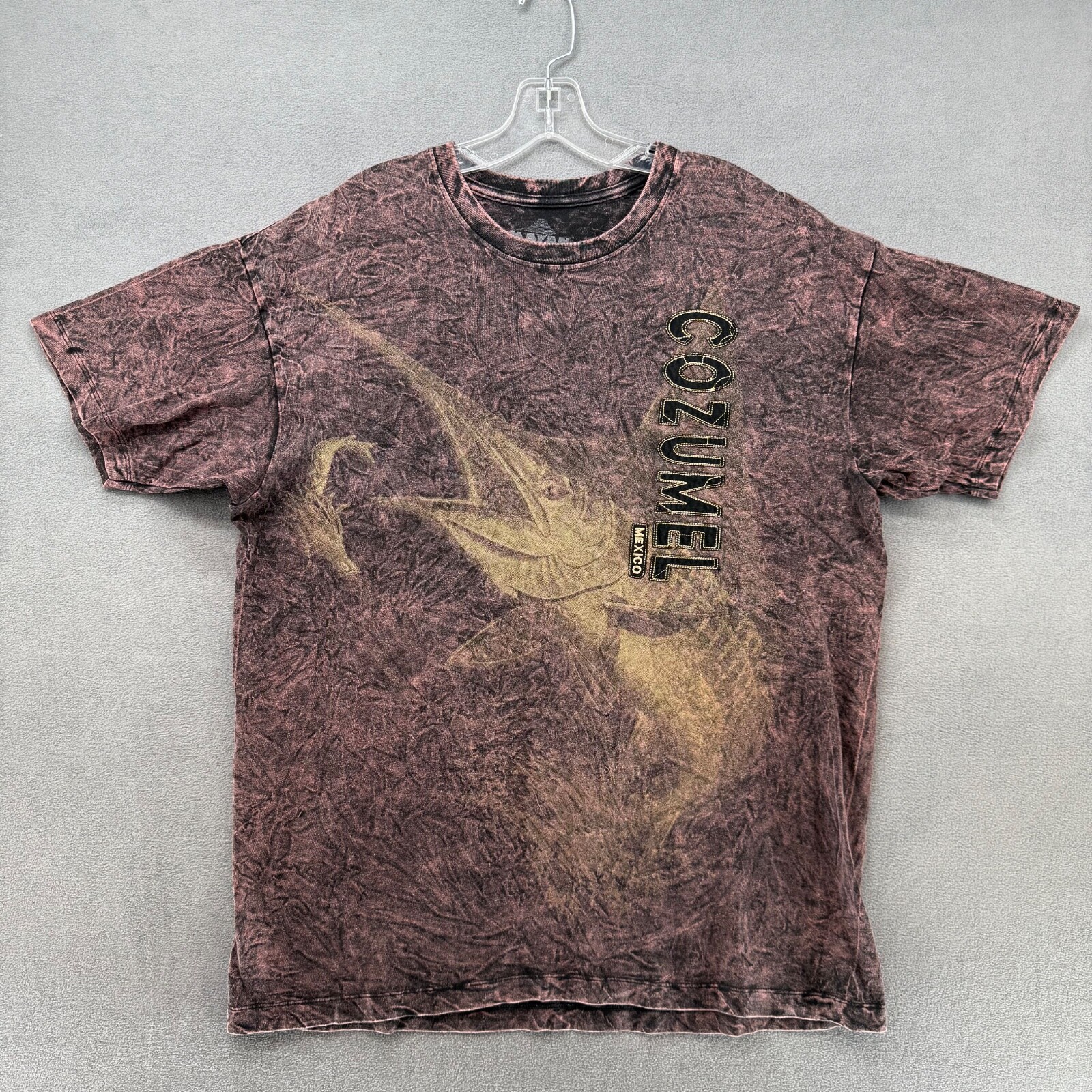 Vintage Cozumel Shirt Adult XL Purple Tie Dye Mexico Marlin Sword Fish Deep Sea
