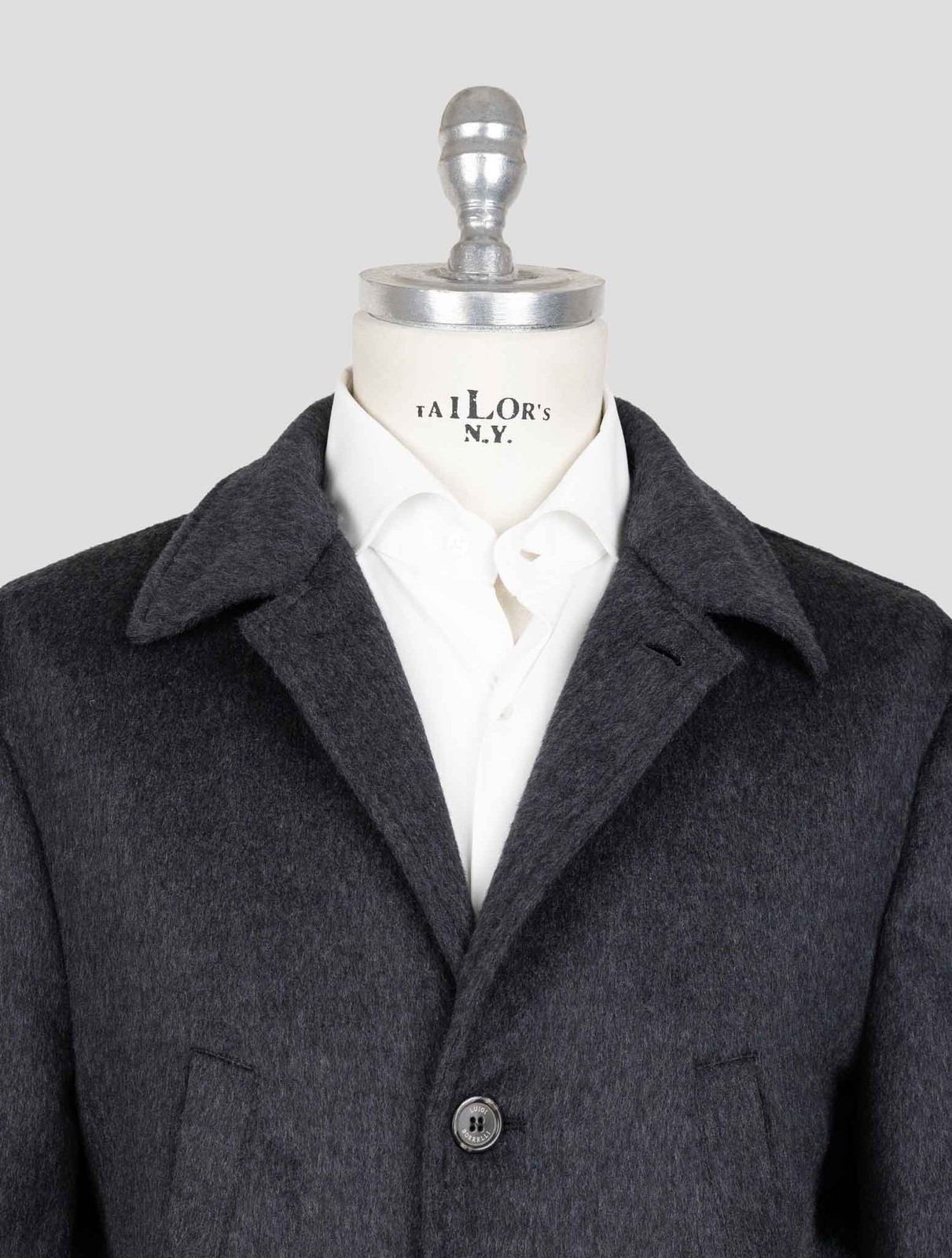 NEW LUIGI BORRELLI DARK GRAY VIRGIN WOOL CASHMERE OVERCOAT US 46 - EU 56 BOR21 gallery