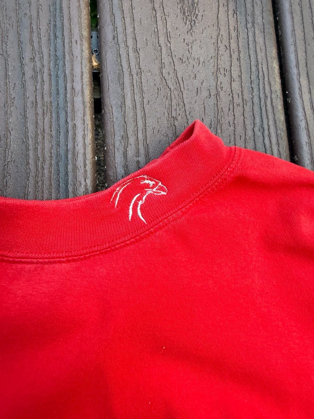 Gildan Ultra Cotton Red Long Sleeve T-Shirt with Eagle Neck Embroidery gallery