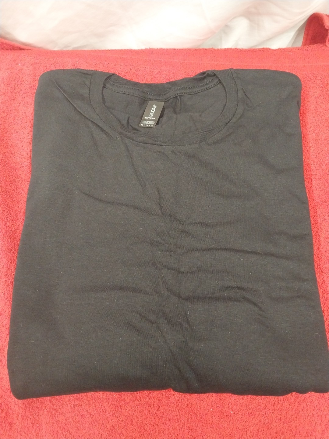 Gildan Mens Black Layflat Collar Crew T-shirts 6 Pack Size XL
