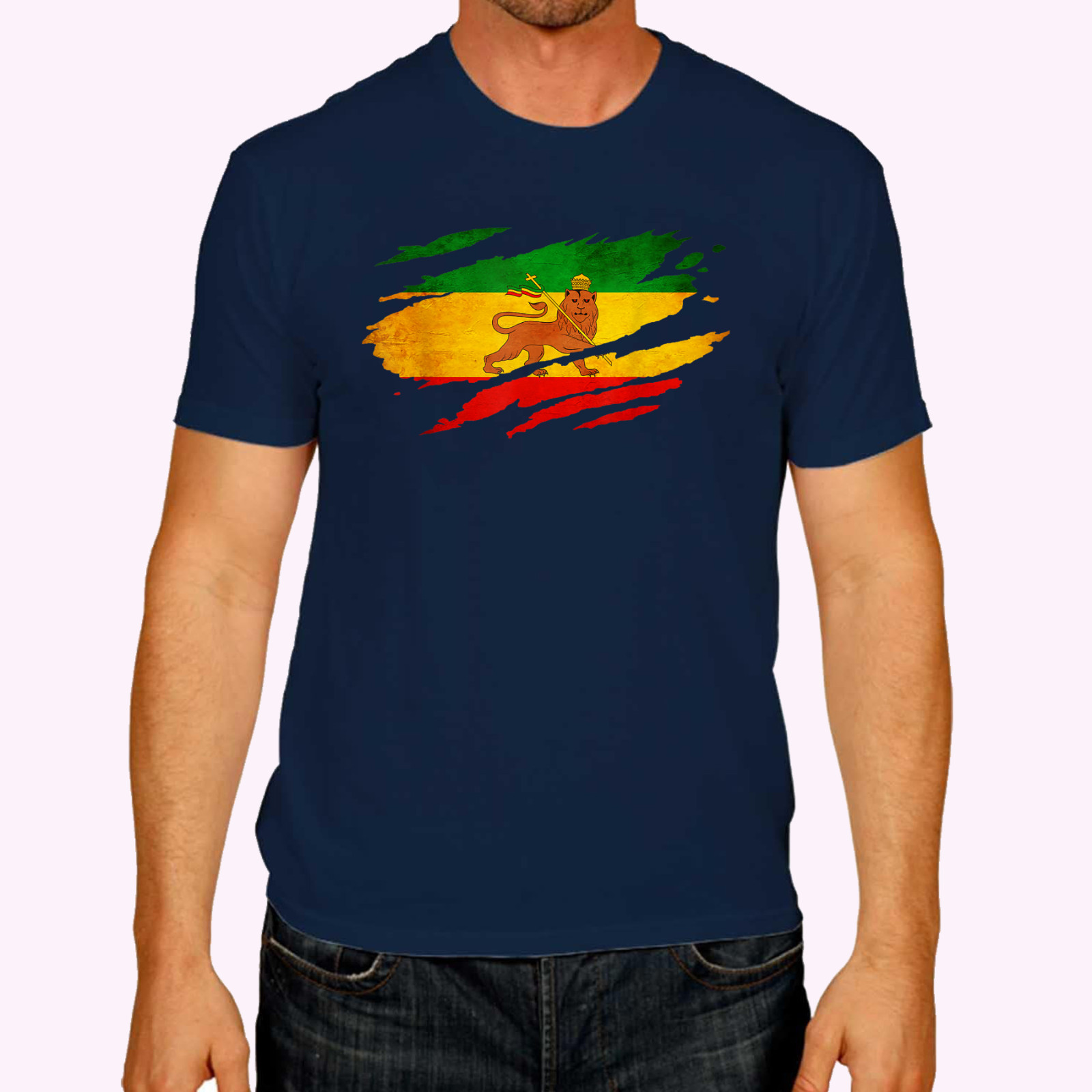 Vintage Old Ethiopia Flag Shirt Lion Judah Rasta Reggae T-Shirt gallery